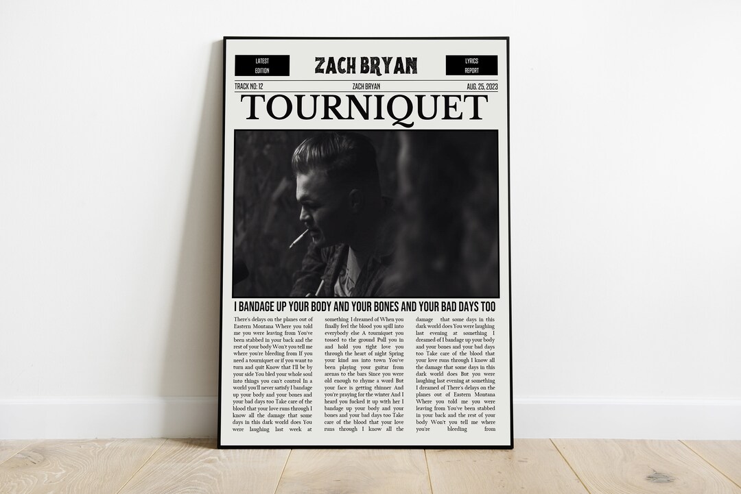 Zach Bryan Poster Tourniquet Poster Zach Bryan Retro Newspaper Print