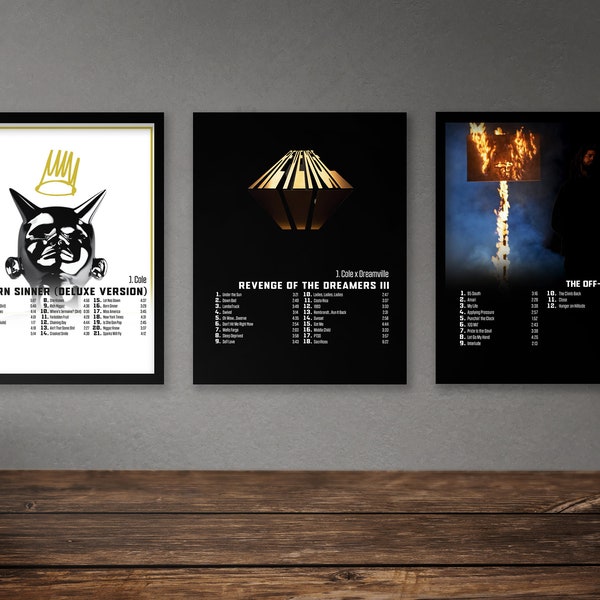 J.Cole Poster Set Of 9 Album Poster | 2014 Forest Hills Drive | Born Sinner | Revenge Of The Dreamers III | 4 Your Eyez Only | Digital Print