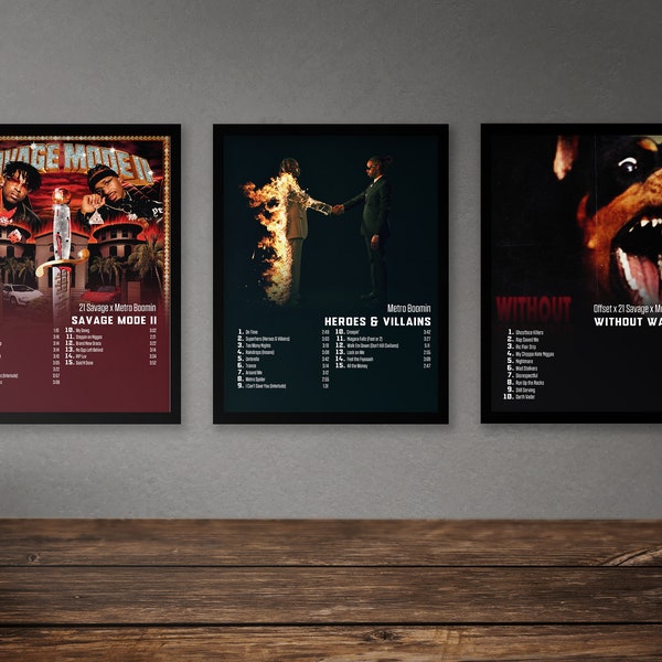 Metro Boomin Set Of 9 Album Poster | Heroes & Villains | Not All Heroes Wear Capes | Metro Boomin Bundle Set Of 9 | Digital Download