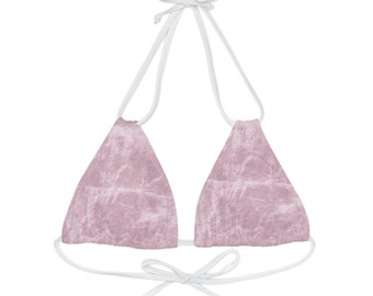 Driehoekig bikinitopje met bandjes - Roze ijs