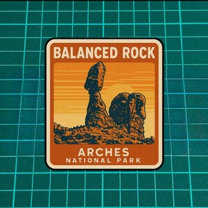 Pegatina de roca equilibrada / Pegatina de vinilo del Parque Nacional Arches de 7,6 a 20,3 cm / Pegatina impermeable para exteriores para coche, portátil, botella de agua