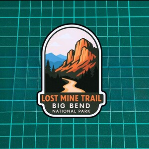 Pegatina de Lost Mine Trail / Pegatina de vinilo del Parque Nacional Big Bend de 7,6 a 20,3 cm / Calcomanía impermeable para exteriores para coche, portátil, botella y equipo