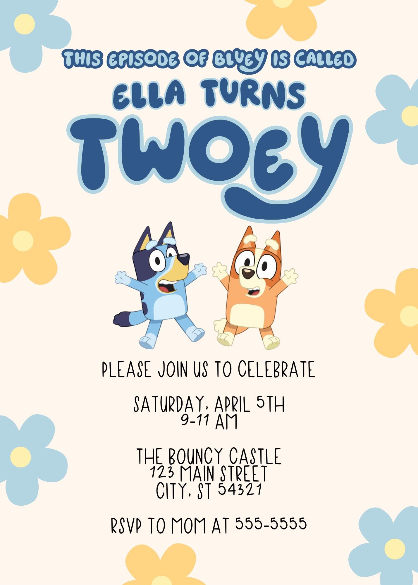 Bluey It's My Birthday Invitation