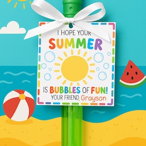 Ich hoffe, Ihr Sommer ist Blasen des Spaßes | Geschenkanhänger für Bubbles | Sommer Seifenblasen | Ende des Jahres Geschenkanhänger | PDF-Download