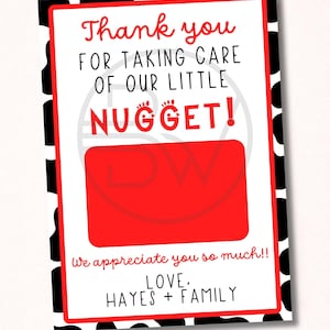 Little Nugget Gift Card Holder | Teacher Appreciation Card | Chicken Teacher Gift Card | Thank You Card | Printable Digital Template