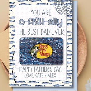 Tarjetero para el Día del Padre para Pesca / "O-Fish-Ally, el mejor papá del mundo" / Descarga instantánea imprimible / Totalmente editable con Canva
