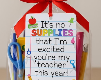 Teacher School Supplies Gift Tag | Teacher Gift Tag | I’m Excited You’re My Teacher | Back to School Gift | Canva Template | Editable