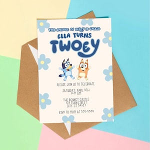 Bluey Geburtstagseinladung | Bluey Geburtstagsparty | Zweiäug | Jedes Alter Geburtstag | Digitaler Download Leinwand | Bearbeitbar über Canva