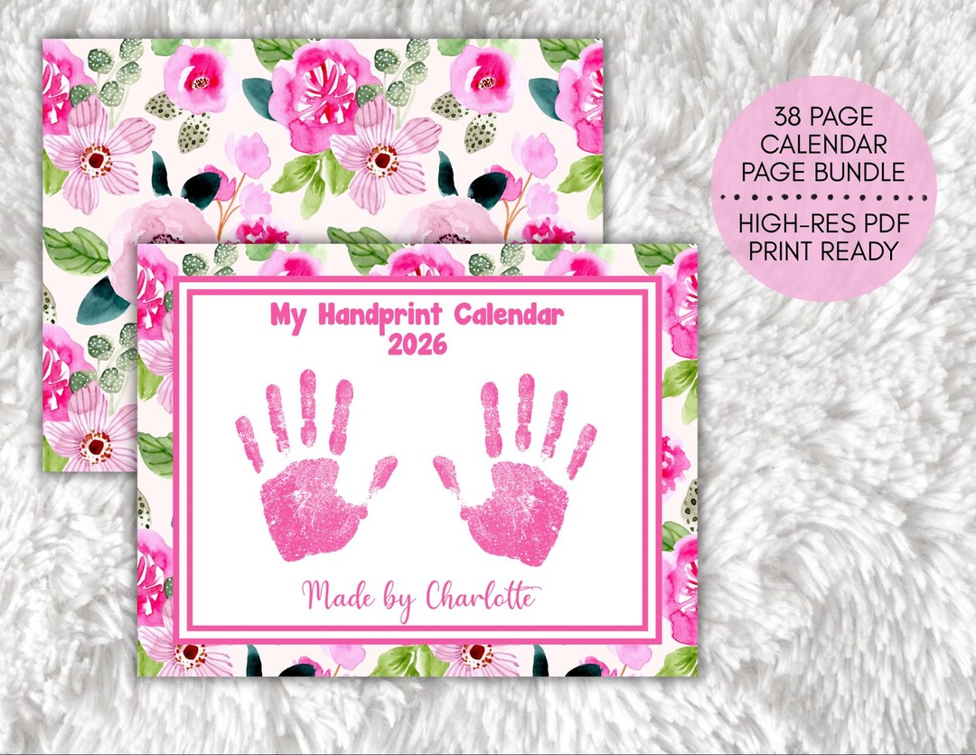 2026 Handprint Calendar for Girls | Printable Monthly Handprint Art ...