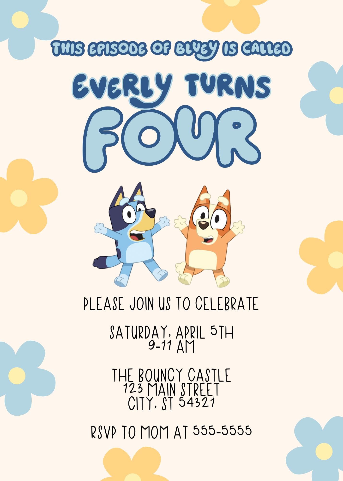 Bluey It's My Birthday Invitation