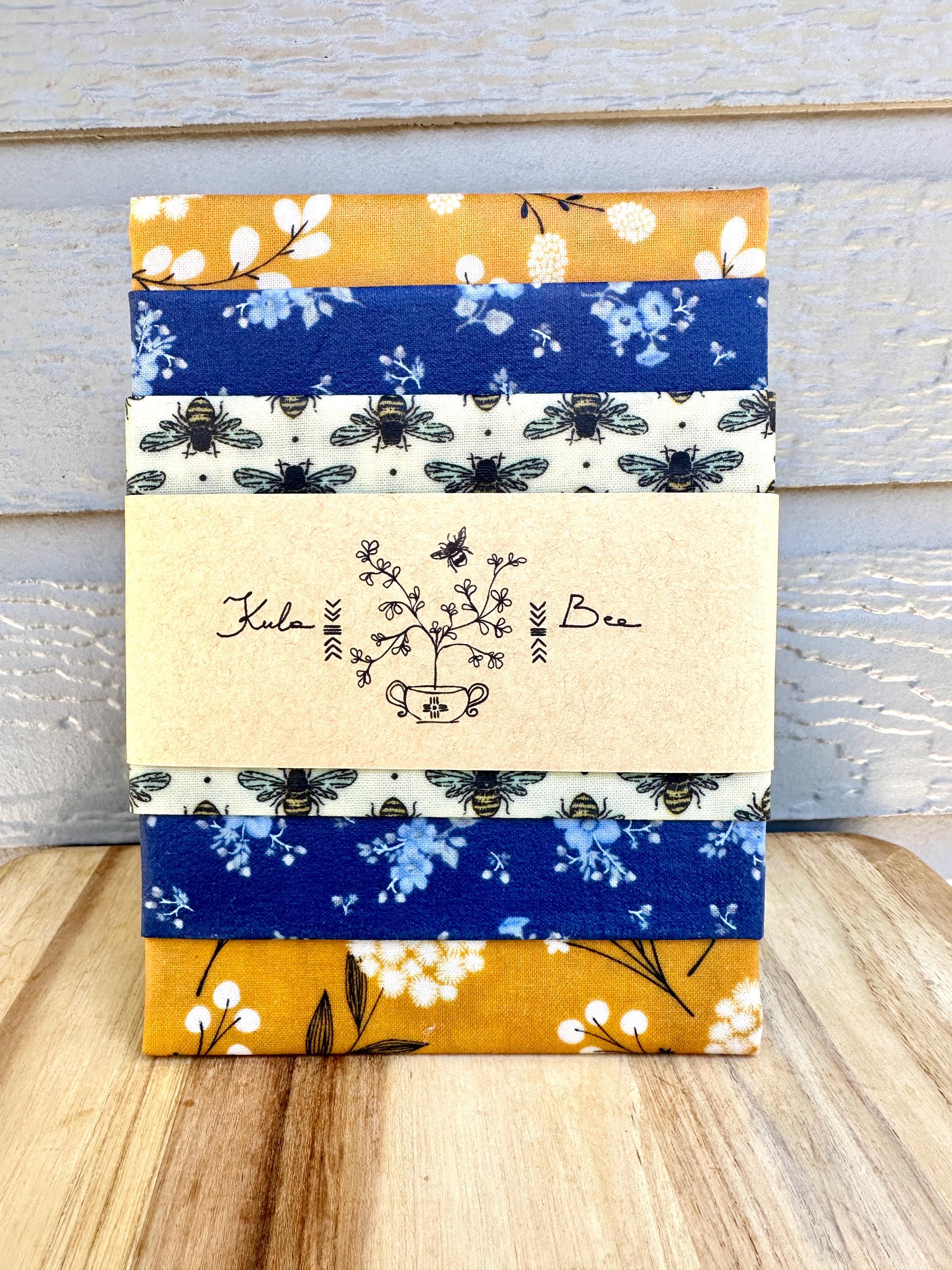 Handmade Beeswax Wrap Set: Bee & Botanical Print, Eco-Friendly Gift