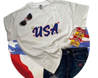 USA T-Shirt for Women  Graphic Tee Shirt  Patriotic TShirt