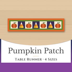 Halloween Pumpkin Patch Table Runner Quilt Pattern, Foundation Paper Piecing (4 Sizes)