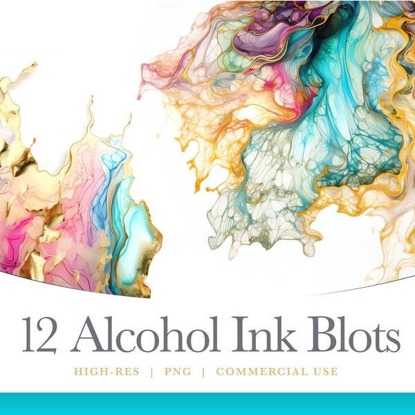 Alcohol Ink Blot Digital Paper, Alcohol Ink Clipart, Watercolor Background, digital graphics for commercial use instant download