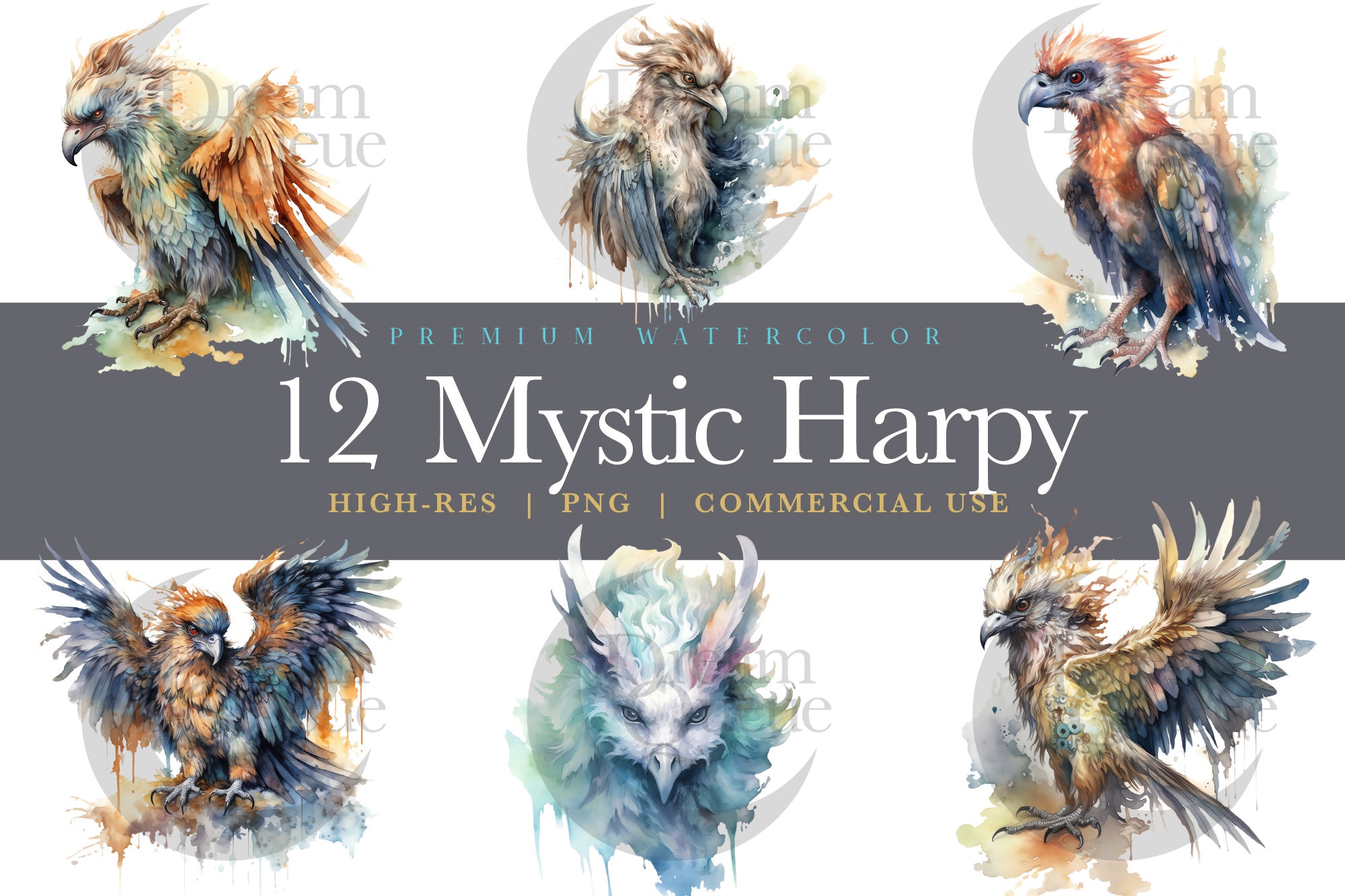 Watercolor Harpy Clipart, Mystic Harpy, Greek Mythology, Digital ...
