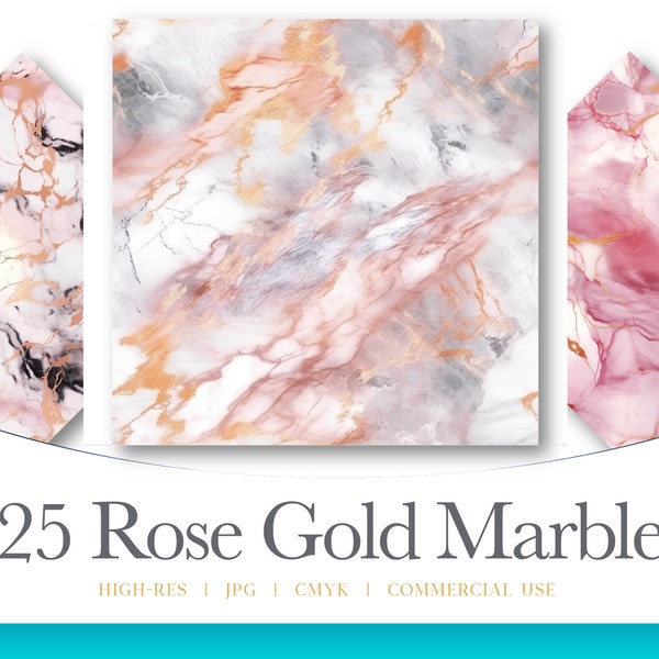 Rose Gold Marble Digital Paper, Seamless Marble Textures, digital graphics for commercial use instant download