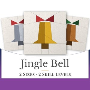 Christmas Jingle Bell Quilt Block Pattern, Foundation Paper Piecing (2 Sizes)