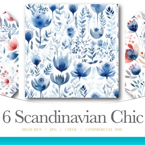Seamless Scandinavian Chic Floral Pattern, Dye Sublimation Floral Seamless, digital graphics for commercial use instant download