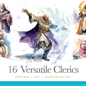 Aquarell Kleriker Priester Clipart, Wise Wizard, digitale Grafiken für die kommerzielle Nutzung sofortiger Download