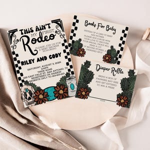 Editable Western Invite Set, Not My First Rodeo Baby Shower Set, Western baby shower invitation Set, Rodeo Baby Shower Invitation Set,
