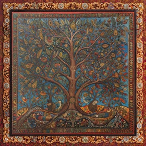 Tree of Life Indian Gond Style Painting Gift Madhya Pradesh India Diwali Warli Kalamkari Kullad Kullar Kulhar Desi Bengali Deepavali