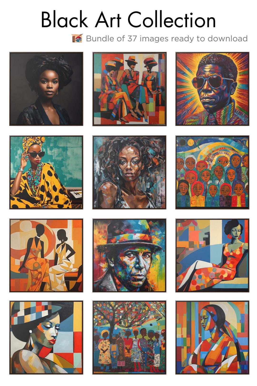 Black Art Collection Digital Download Bundle of 37 Beautiful Etsy