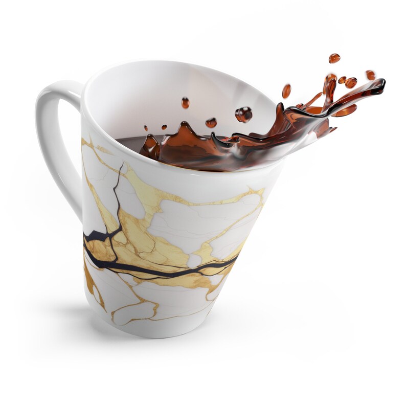 Kintsugi Coffee Latte Cup or Teacup White and Gold Ceramic Mug Japanese Art Inspired Aesthetic Housewarming or Wedding or Birthday Gift image 6