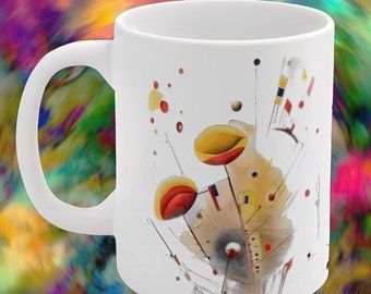 Kandinsky Homage Fine Art Ceramic Coffee Mug or Teacup, 11 oz.