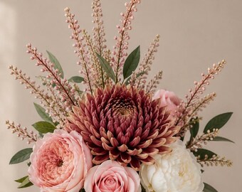 Pink and Rose Flower Bouquet | Forever Wedding Bouquet | Wedding Bouquet | Artificial Flowers | Wedding Decorations | Bride & Groom | Toss Bouquet