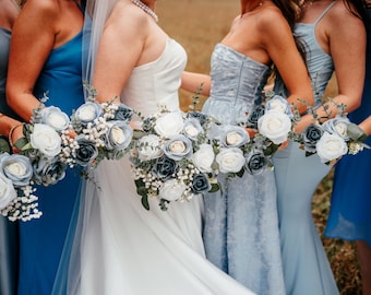 Boho Artificial Flower Wedding Bridal Bouquet | Bridesmaids | Groom's Boutonniere | Artificial Flower Bouquet Set for Brides 2025