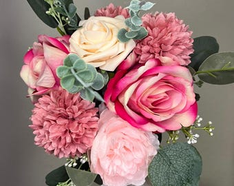 Pink Bridal Bouquet | Forever Wedding Bouquet | Wedding Bouquet | Artificial Flowers | Wedding Decorations | Bride & Groom | Toss Bouquet