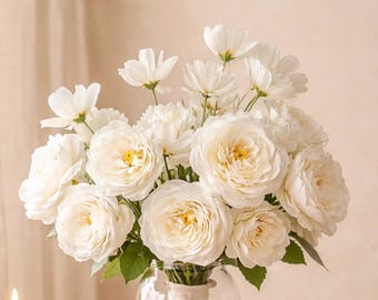 Elegant Boho Bridal Bouquet | Summer White | Wedding Bride Groom | Artificial Flowers | Floral Gift