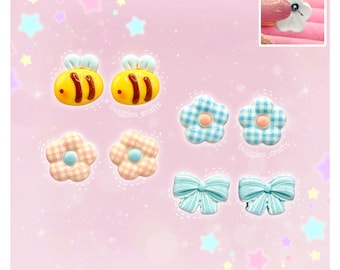 Spring Garden-oorbellen - Kawaii Y2k Chunky Deco Decora Fairy Kei Bee Flowers Bows Soft Girl Unieke Pastel Harajuku Sierlijk Cottagecore