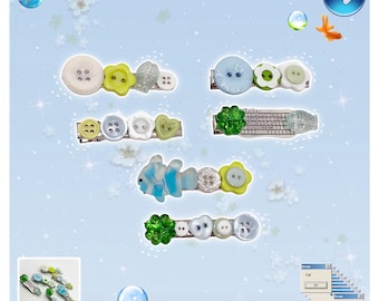 Frutiger Aero-haarclipsets - Kawaii, Y2k, Decoden, Deco Gift, Chunky, Fish, Decora, Tech, Water, Blue Green, Buttons, Accessories, Windows