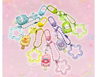 Kawaii karakter dessert sleutelhangers - decoratieve decoratie Y2k dikke fee Kei Cutecore kleurrijke Japanse ijs ijslolly sterren tas broek riem