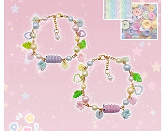 Kawaii Caterpillar-armbanden - decora, schattig, Y2k, deco, harajuku, hart, rommel, kleurrijk, pastelkleuren, insecten, uniek, lente, roze, paars