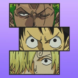 One Piece Zoro Luffy Sanji Embroidery Design, Anime Machine File (Digital Download)