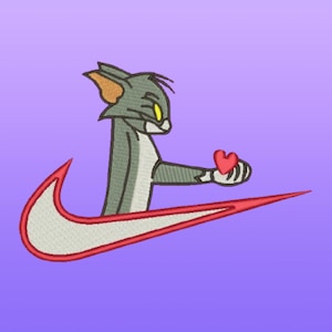 Tom Holding Heart NIKE Inspired Embroidery Design | Cartoon Character Machine Embroidery File | Digital Download