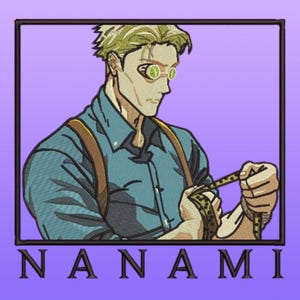 Nanami borduurontwerp | Jujutsu Kaisen anime machineborduurpatroon | Japans karakter hoodie borduurpatroon