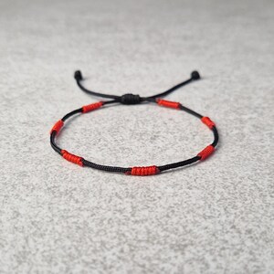 7 Knot Bracelet, Red And Black Rope Bracelet, Red Bracelet For Protection, Adjust Waterproof Nylon Bracelet