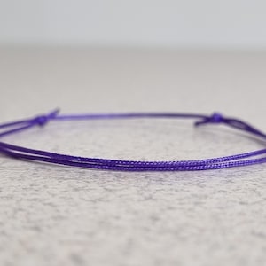Thin Purple String Bracelet, Simple Slip Knot Bracelet, Waterproof Surfer Bracelet