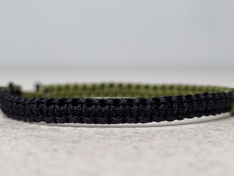 Two Colors Infinity Macrame Bracelet, Black and Army Green Knotted Friendship Bracelet