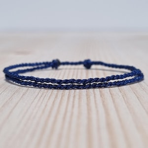 Dark Blue String Bracelet, Sliding Knot Bracelet, Something Blue Bracelet, Double Slide Knot Surfer Bracelet