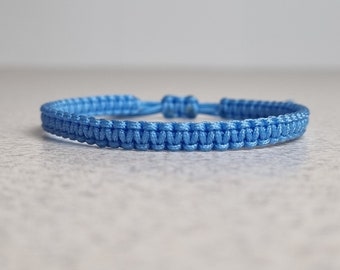 Hell Blaues Quadratisches Makramee Armband, Nylon Knoten Freundschaft Armband Geschenk für Sie und Ihn