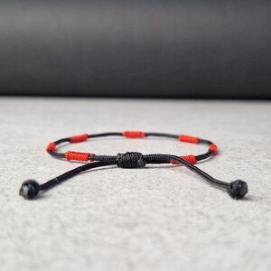 7 Knot Bracelet, Red And Black Rope Bracelet, Red Bracelet For Protection, Adjust Waterproof Nylon Bracelet