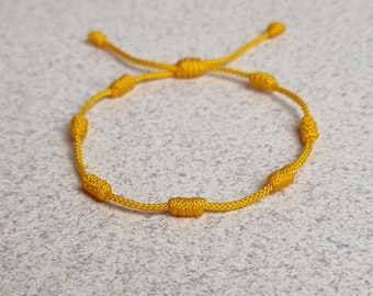 Yellow 7 Knot Bracelet, Rope Bracelet, Men and Women Protection Bracelet