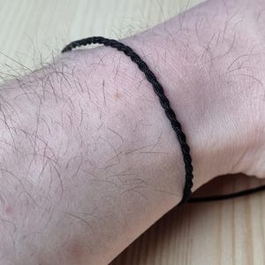 Mens Black String Bracelet, Simple Friendship Bracelet Black Minimalist Cord Bracelet, Nylon Rope Bracelet