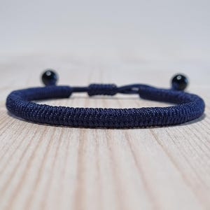 Adjust Tibetan Bracelet For Good Luck, Dark Blue Bracelet For Protection, Chinese Knot Bracelet With Beads