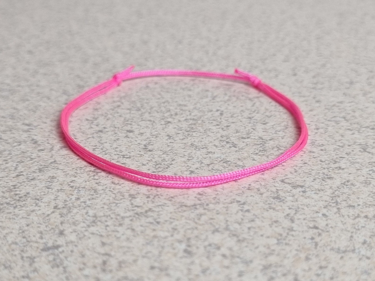 Thin Pink String Bracelet, Simple Slip Knot Bracelet, Waterproof Surfer ...