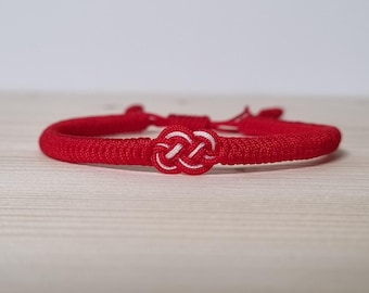 Tibetanskt buddhistiskt armband, rött skyddsarmband för lycka, lyckoknutarmband, rött och vitt armband